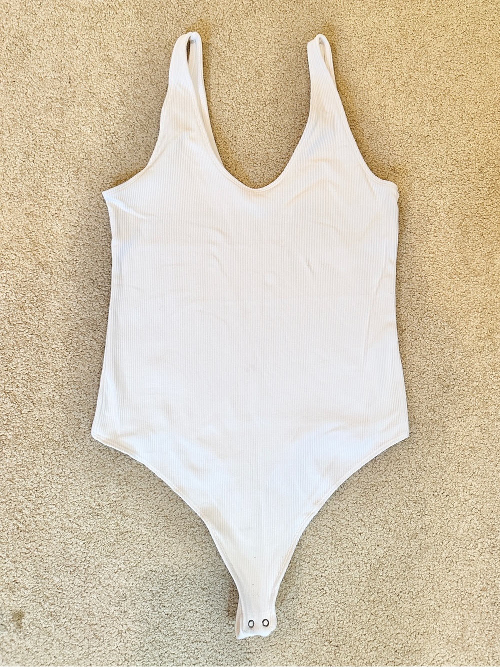 Abercrombie & Fitch • White Ribbed Tank One-Piece Bodysuit • L